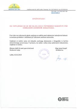 ZD Laško obvešča o spremembah glede naročanja